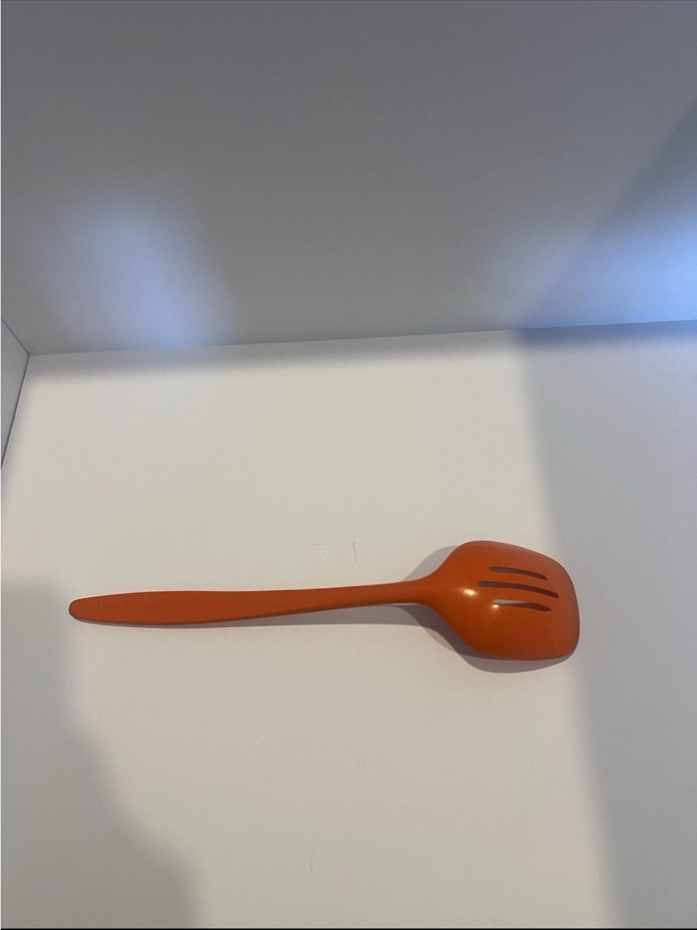 Vintage MCM Orange Melamine Slotted Spoon Modern chic Scandinavian Mod Style